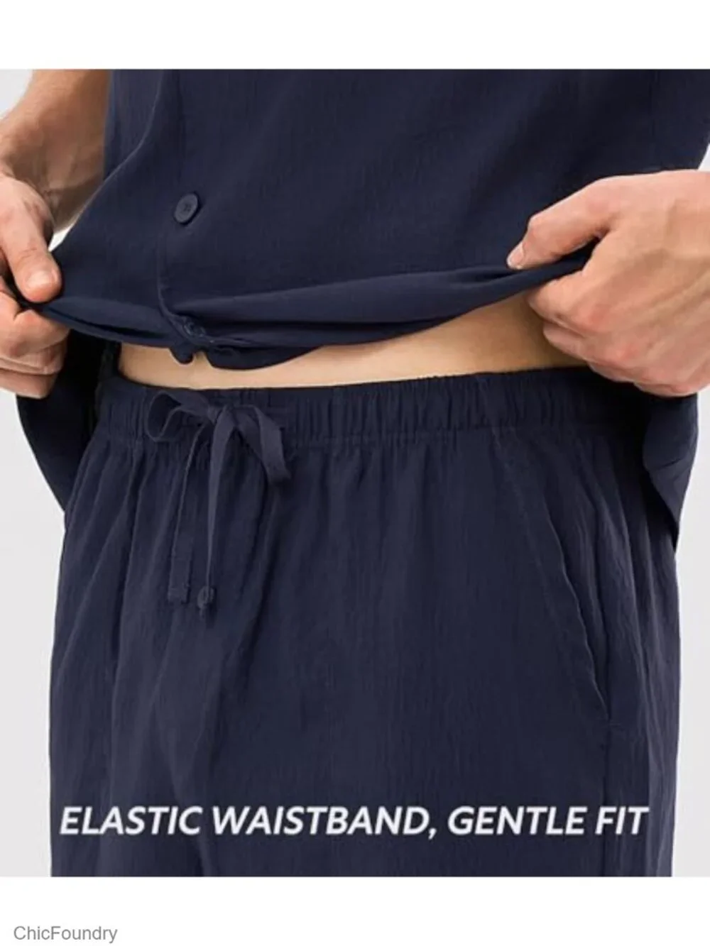 Men's Lightweight Summer Pajama Set Short Sleeve Lounge Set with Pockets